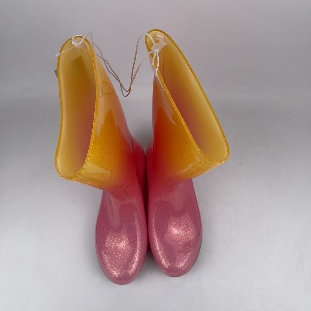 Cat & Jack Cece Rain Boots Kids 5 Pink Waterproof Easy-on Handles Round Toe - Picture 3 of 6